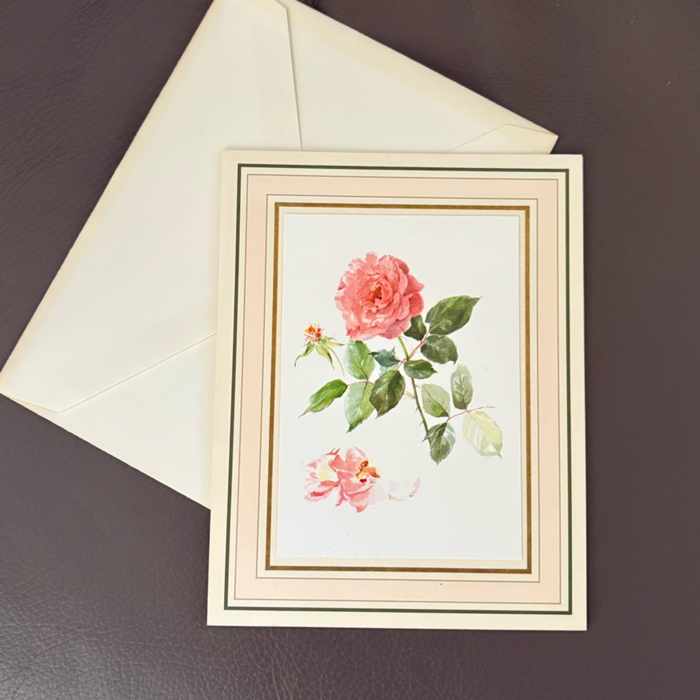 Tiffany & Co Elegant Floral Vintage Greeting Card with Envelope